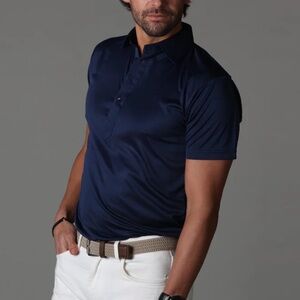 NWT Collars & Co. Navy Blue Semi-Spread Collar Polo in Size Large